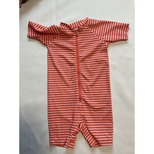 Moon and Back by Hanna Andersson Orange Striped Long Sleeve Rash Guard Kids 3T